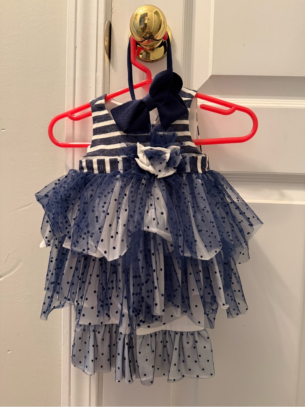 Isobella & Chloe Navy and White Striped Kids Shoes